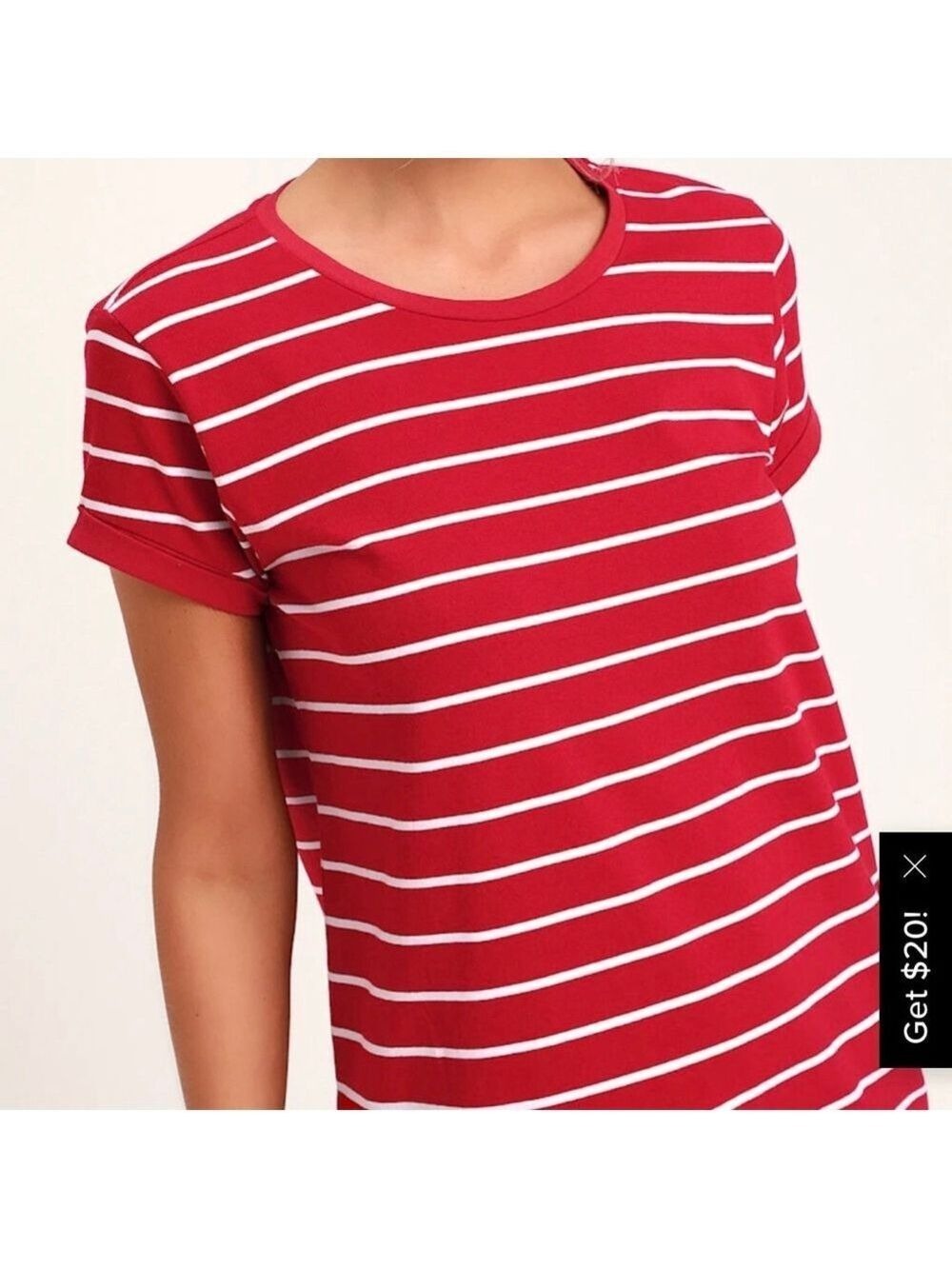 Lulus Red & White Striped Mini T-Shirt Dress S - Picture 3 of 10